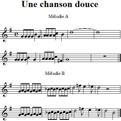 Une chanson douce, partition Une chanson douce, partition