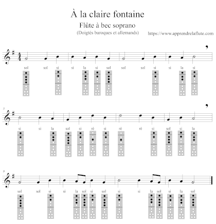 A la claire fontaine à la flûte à bec A la claire fontaine à la flûte à bec