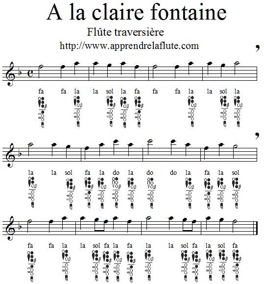 À la claire fontaine à la flûte traversière À la claire fontaine à la flûte traversière
