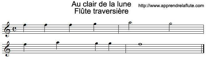 Au clair de la lune à la flûte traversière (aigu) Au clair de la lune à la flûte traversière (aigu)