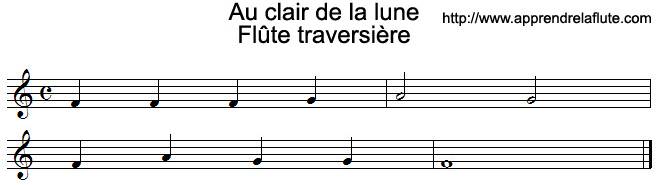 Au clair de la lune à la flûte traversière (grave)