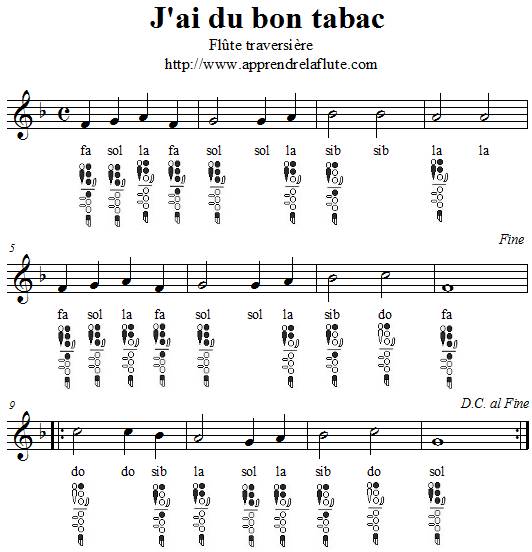 j'ai du bon tabac dans ma tabatière à la flûte traversière, fa majeur, grave j'ai du bon tabac dans ma tabatière à la flûte traversière, fa majeur, grave