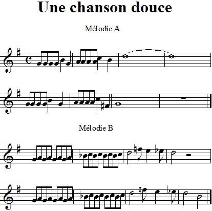 Une chanson douce, partition Une chanson douce, partition