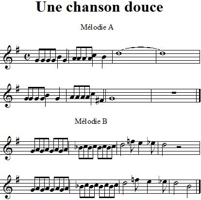 Une chanson douce, partition